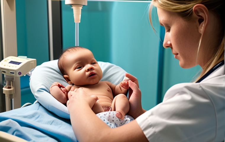 A NICU nurse gently examines a premature baby in an incubator, monitoring the baby's vitals with advanced medical equipment. Soft, diffused lighting creates a calm and nurturing atmosphere. The scene conveys a sense of hope and delicate care.