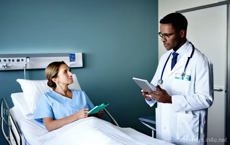 간호사와 의사의 관계 관리 - **Prompt:** A diverse male doctor and a female nurse, both in their late 20s to early 40s, are stand...