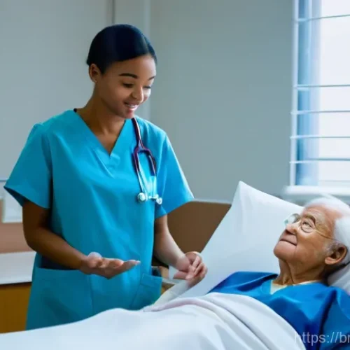 임상 실습 교육 - **Prompt:** A compassionate young female medical student, wearing light blue scrubs and a clean whit...