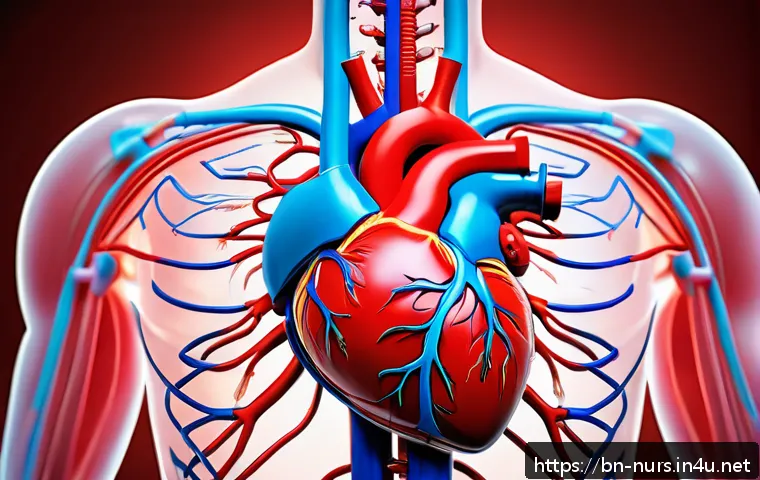 해부 생리학과 간호 - A detailed anatomical illustration of the human heart showcasing its muscular structure and four cha...